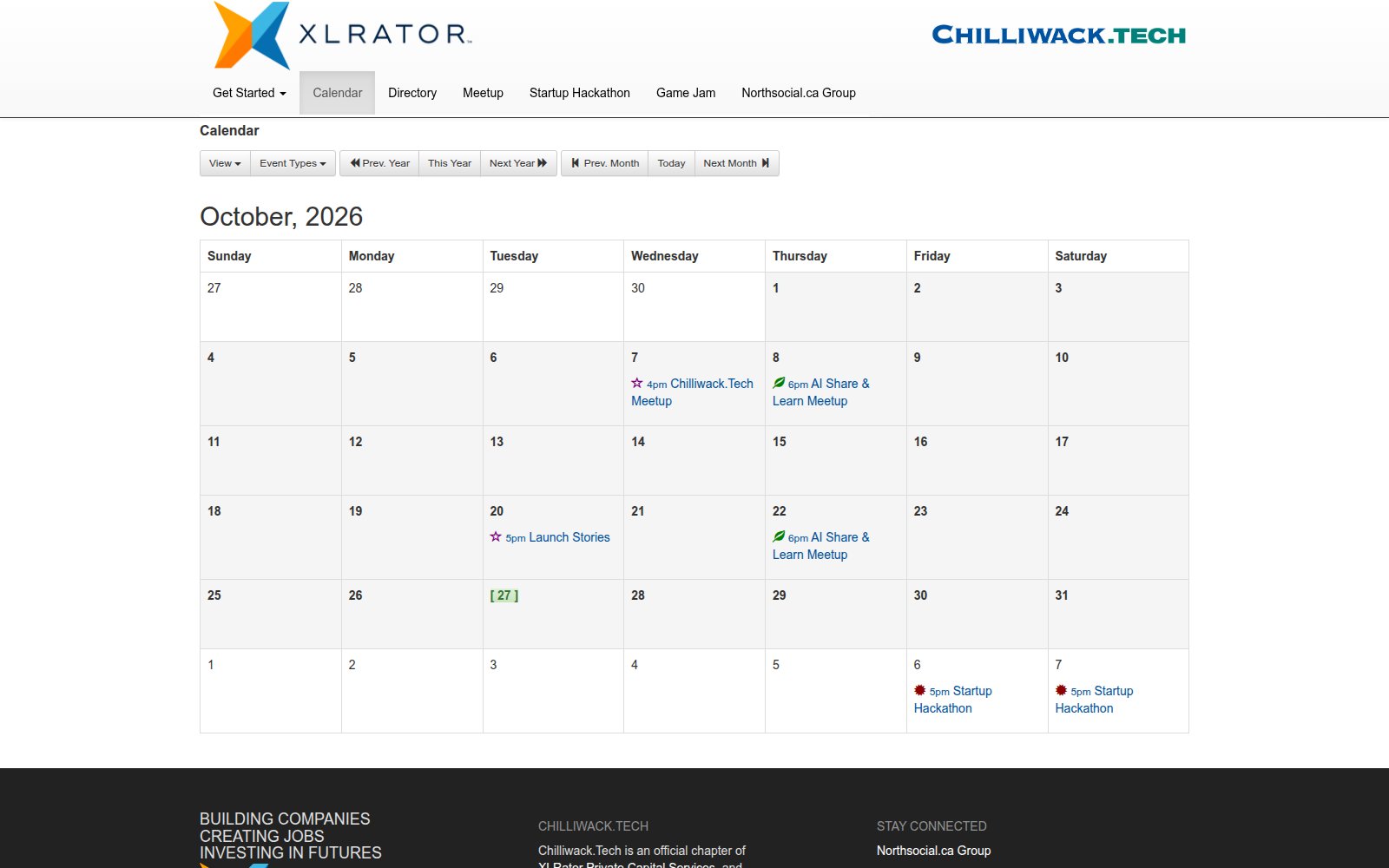 The Chilliwack.Tech events calendar